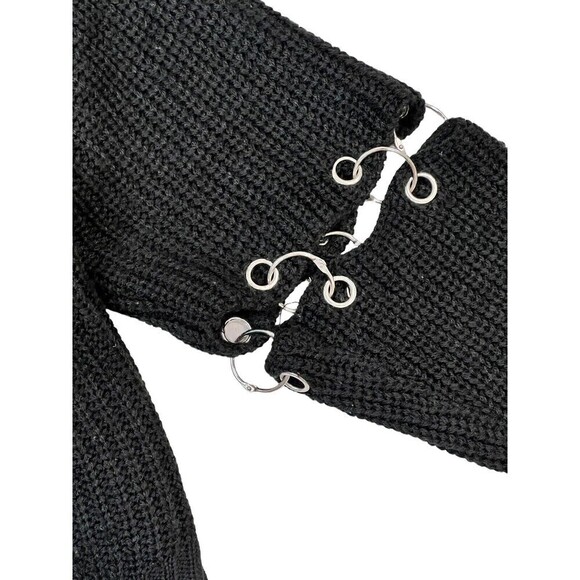 Seek The Label Womens Black Knit V Neck Sleeve Embellished Sweater Top Size XS - Picture 2 of 6